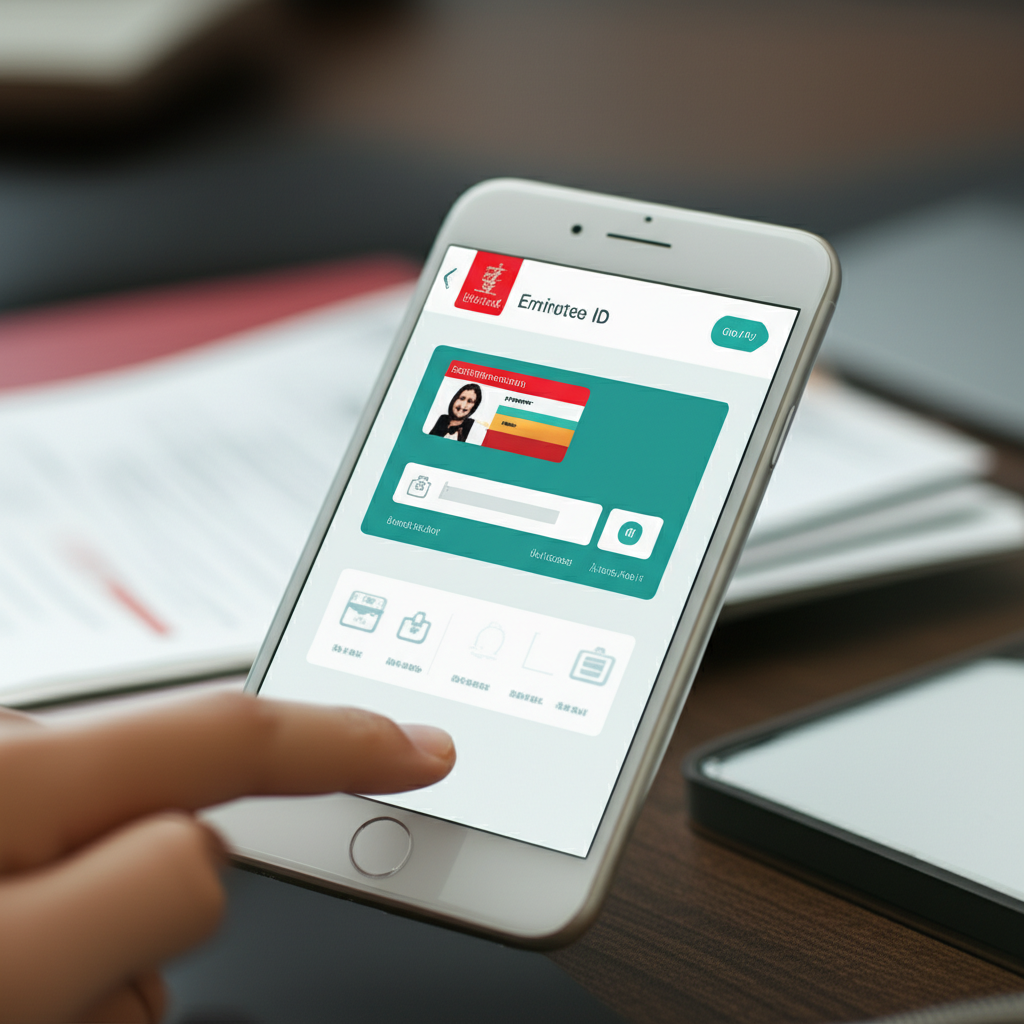 Create a high-quality, realistic image illustrating Track Emirates ID: Effortless Guide. Focus on vi