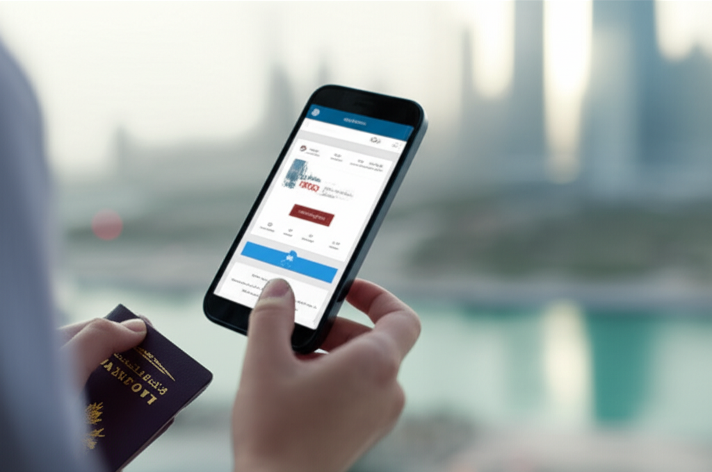 Create a high-quality, realistic image illustrating How to Check Travel Ban in Abu Dhabi: Essential