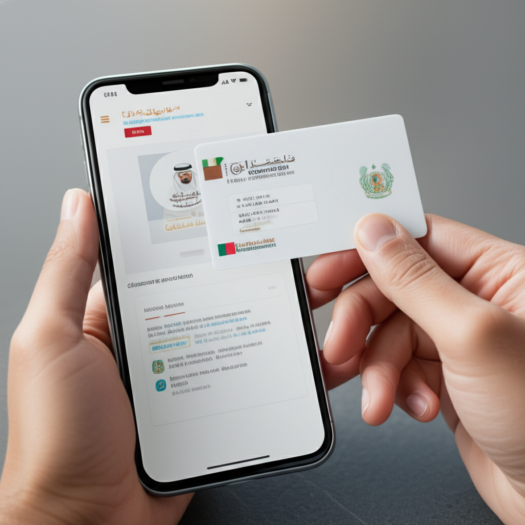 Create a high-quality, realistic image illustrating How to Check New Emirates ID Status: Effortless