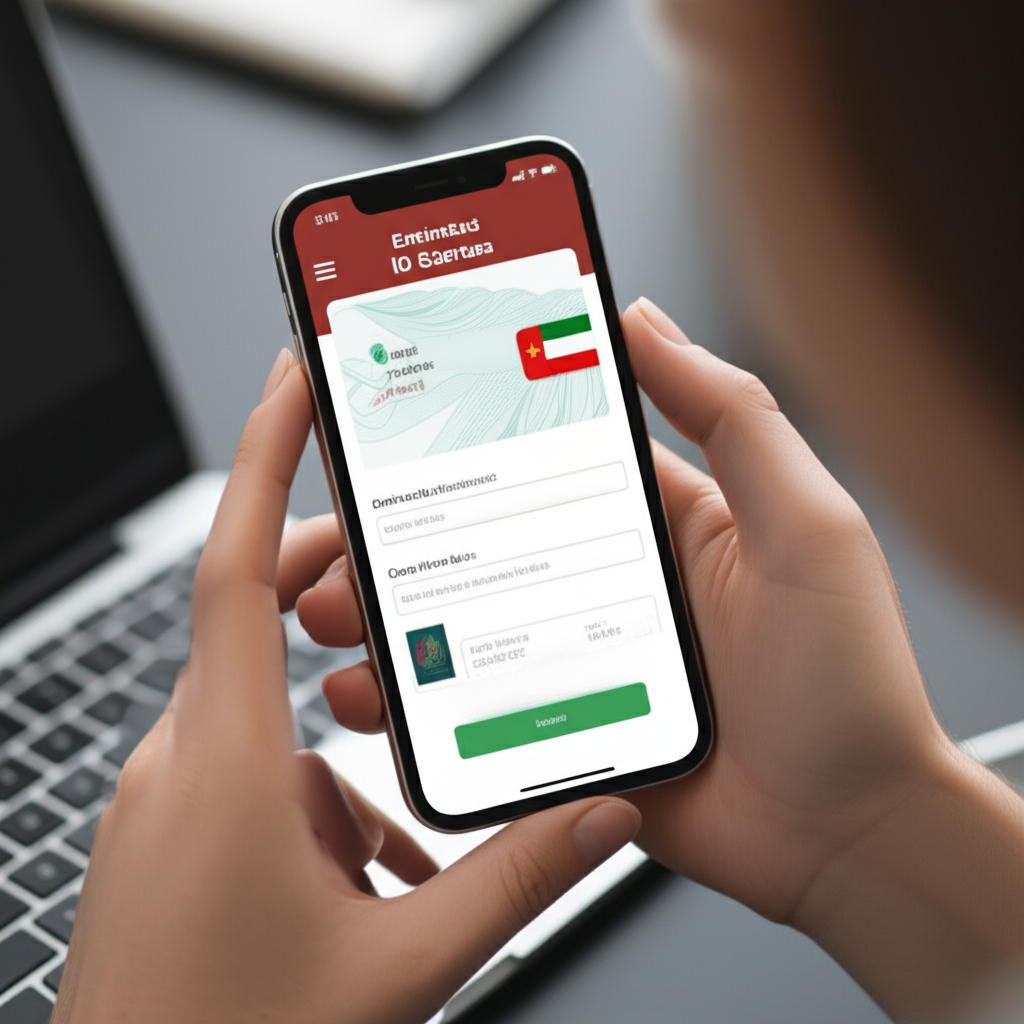 Create a high-quality, realistic image illustrating How to Check New Emirates ID Status: Effortless