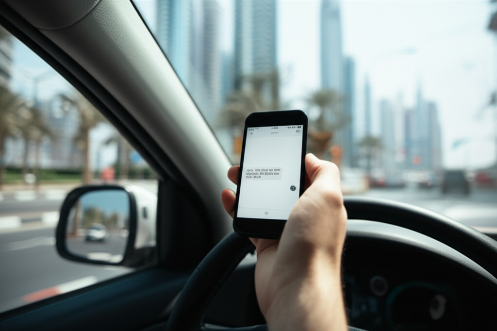 Create a high-quality, realistic image illustrating How To Put Parking In Dubai By SMS: Essential Gu