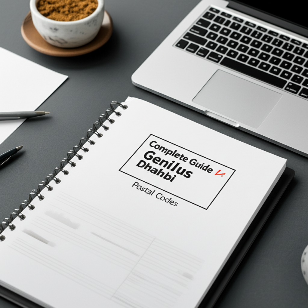 Create a high-quality, realistic image illustrating Complete Guide: Genius Abu Dhabi Postal Codes. F