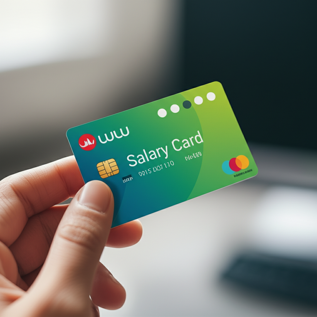 Create a high-quality, realistic image illustrating Lulu Salary Card Balance Check: Effortless UAE G