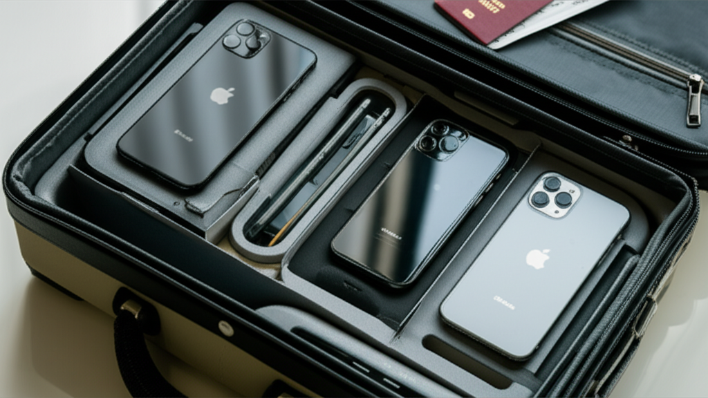 Create a high-quality, realistic image illustrating How Many Phones Allowed Dubai India? Essential G