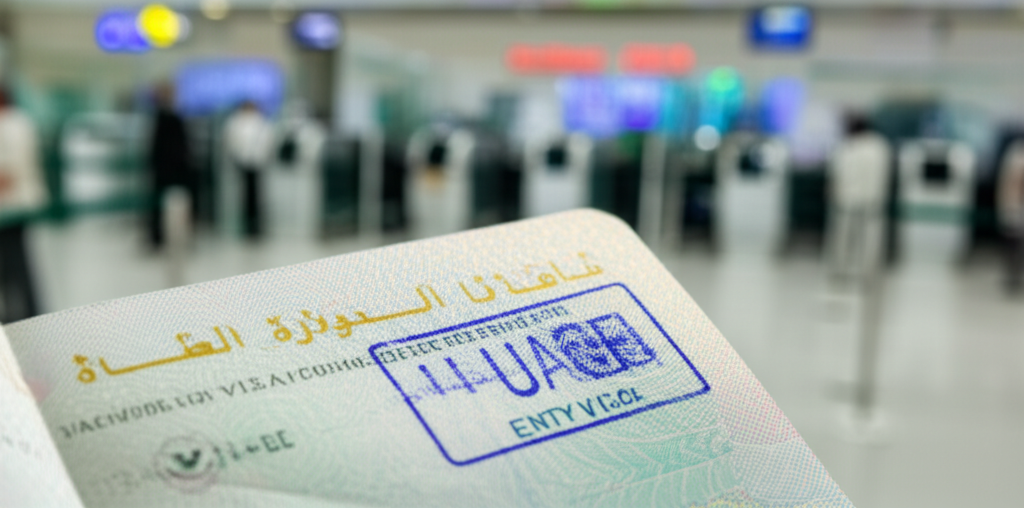 Generate a high-quality, relevant image prompt for an article about: How to Enter Abu Dhabi From Dub