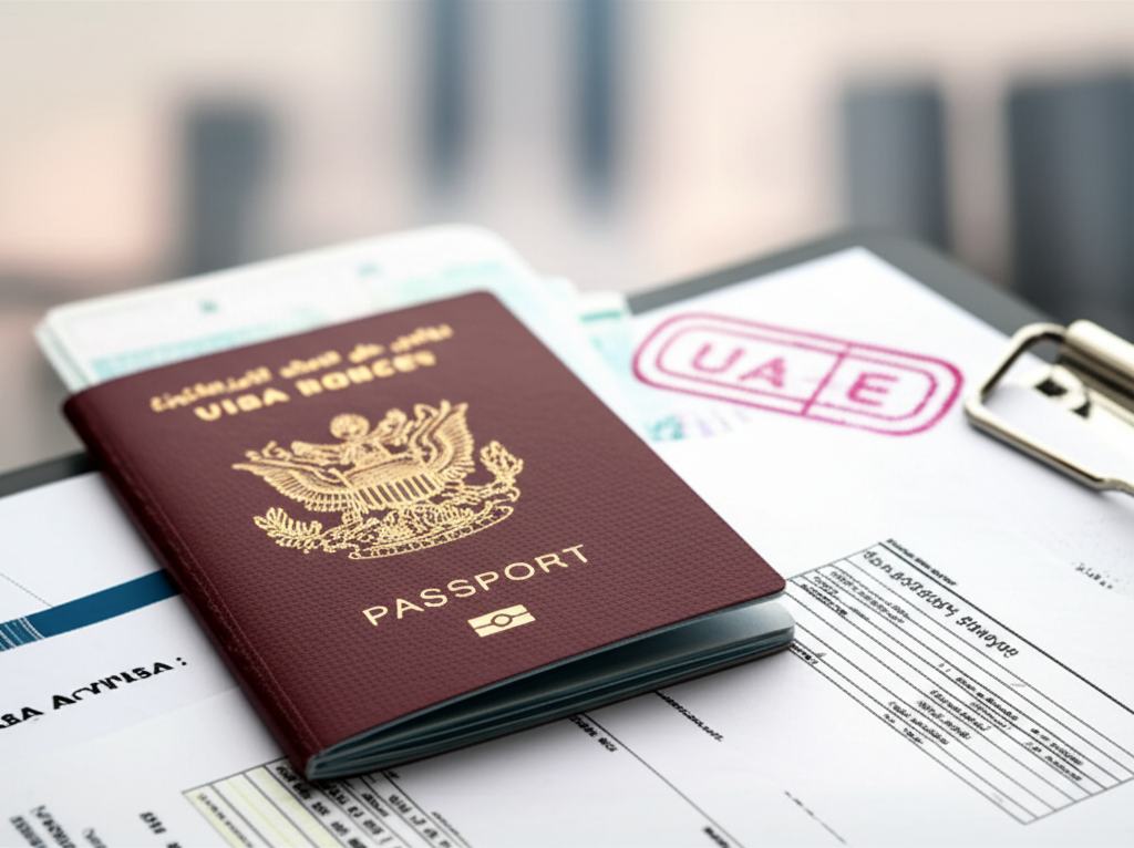 Generate a high-quality, relevant image prompt for an article about: How to Hold Family Visa in Duba