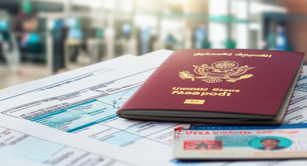 Generate a high-quality, relevant image prompt for an article about: Kuwait Visit Visa From Dubai: Y